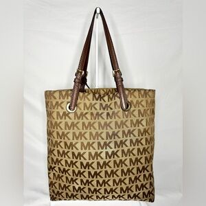 Michael Kors Tan and Brown Monogram Tote